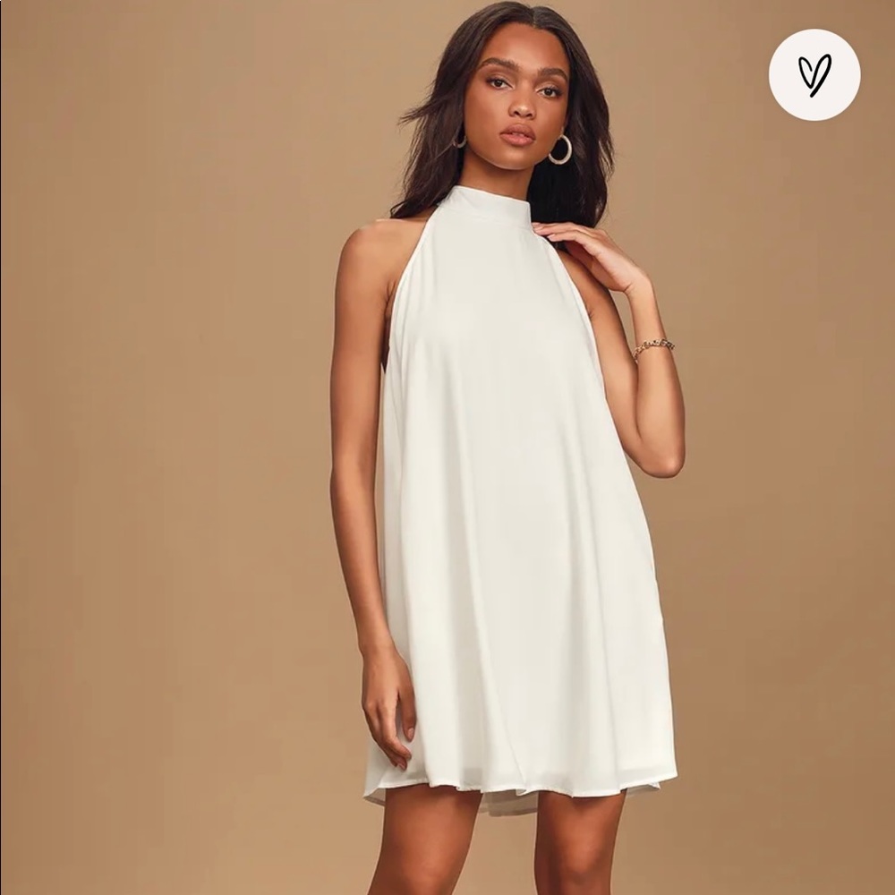 White Halter Swing Dress